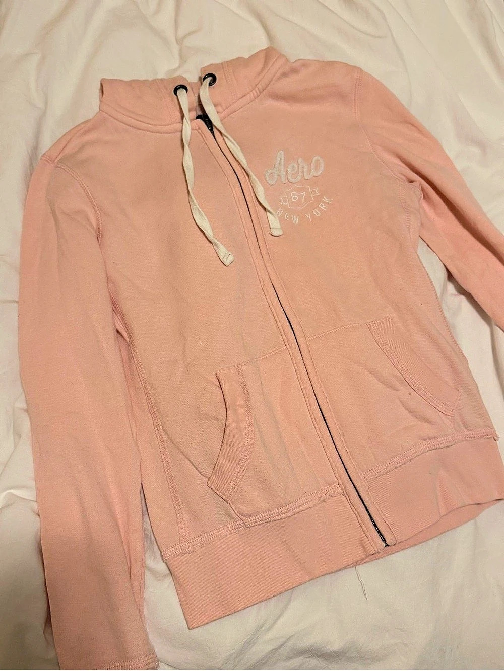 Aeropostale Full Zip Logo Hoodie Baby Pink Small